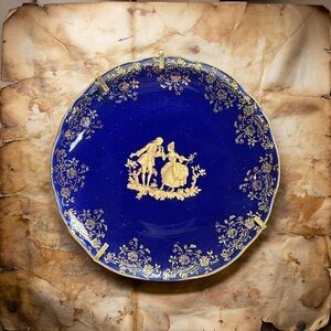 Vtg. Limoges Cobalt Blue and Gold 6 1/4" Plate - Made in France -